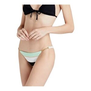 VIX PAULA HERMANNY Malta Embellished Striped Low-Rise bikini bottom NWT